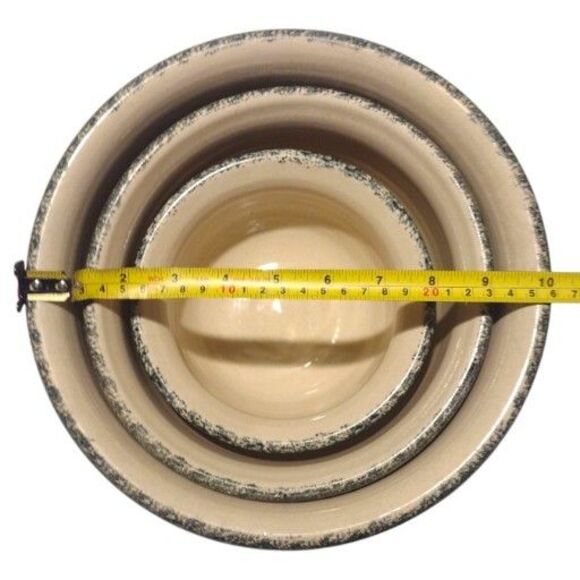 Vintage Casey Pottery Stoneware Mixing Bowls Set of 3 Spongeware Marshall Texas - Picture 11 of 14